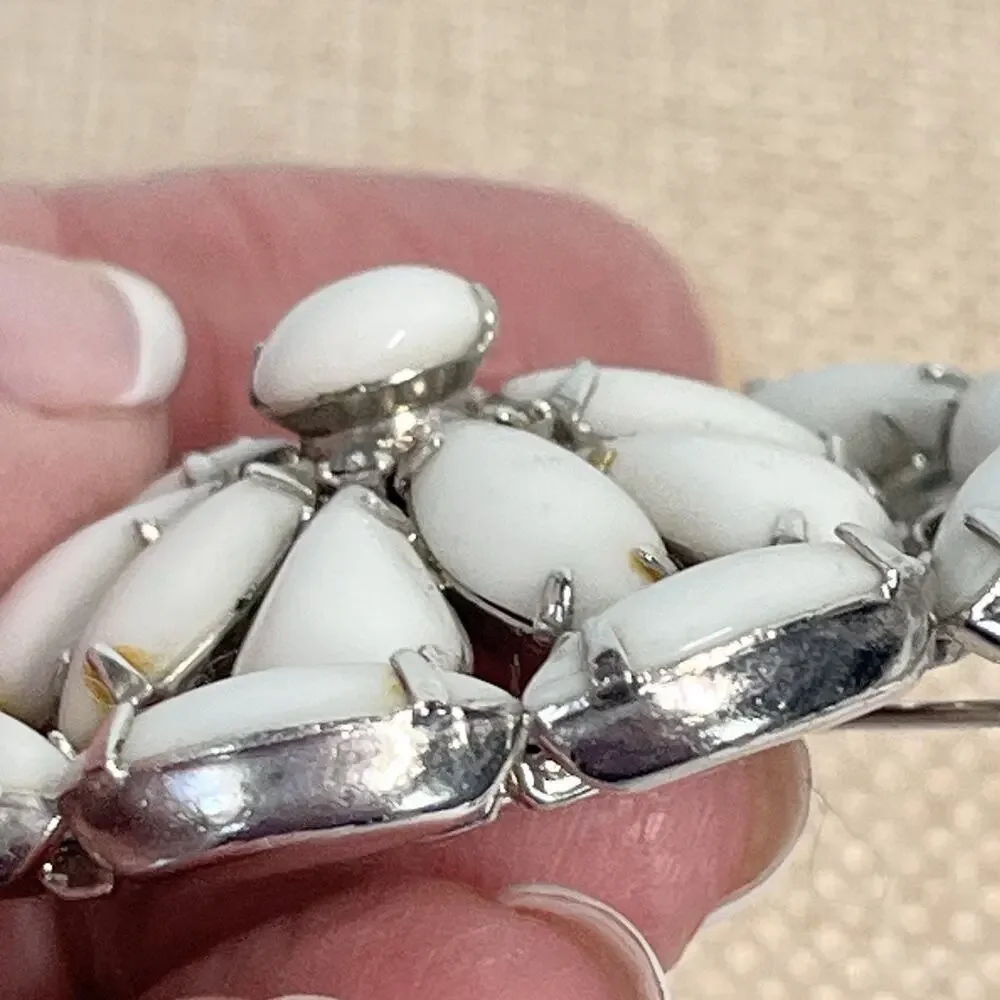 Vintage Krammer White Stones Faux Diamonds Brooch Pin MCM Granny Core 2